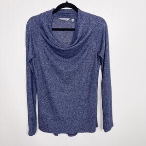 Athleta Grateful Cowl Neck Pullover Top Blue Heather XSmall XS Thumbholes Cozy